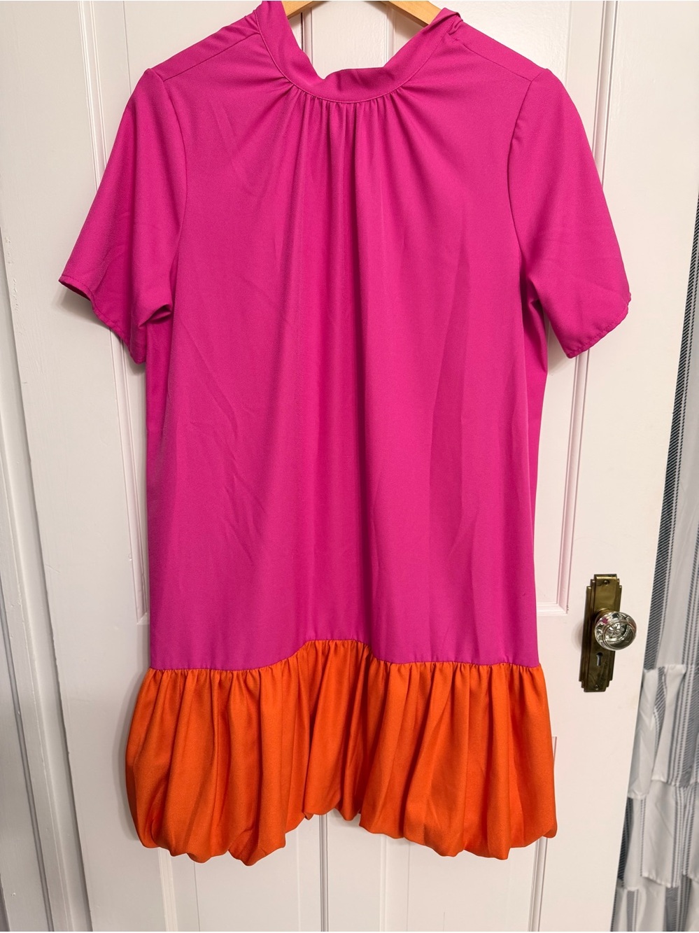 Carole Christian Fuchsia and Orange Bubble Hem Dress Size Small